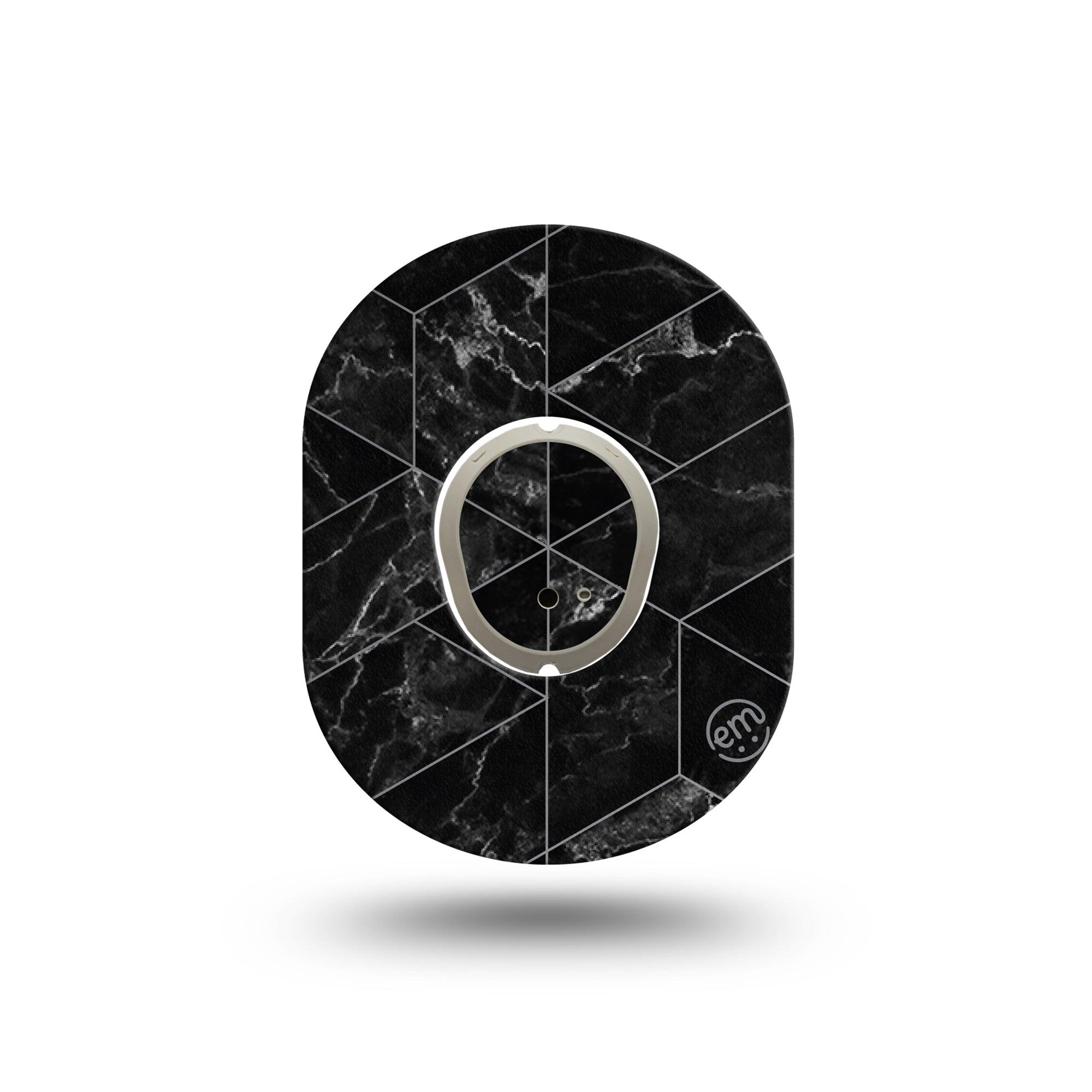ExpressionMed Black Marble Dexcom G7 Mini Tape, Dexcom Stelo Glucose Biosensor System, Single Tape and Single Sticker, Bold Black Marble Inspired, Patch Continuous Glucose Monitor Design