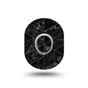 ExpressionMed Black Marble Dexcom G7 Mini Tape, Dexcom Stelo Glucose Biosensor System, Single Tape and Single Sticker, Bold Black Marble Inspired, Patch Continuous Glucose Monitor Design