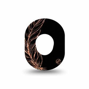 ExpressionMed Dusted Feather Dexcom G7 Mini Tape, Dexcom Stelo Glucose Biosensor System, Single Tape, Sparkly Feather, Patch Design, Dexcom Stelo Glucose Biosensor System