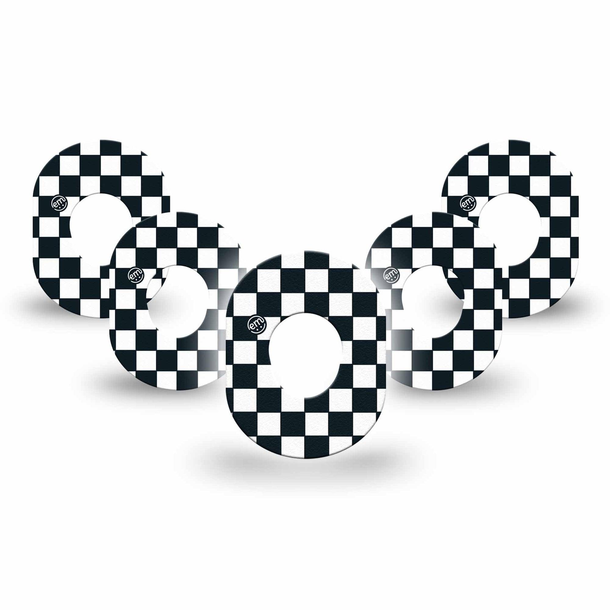 ExpressionMed Checkered Dexcom G7 Mini Tape 5-Pack Tape Black Checkered, Adhesive Patch Continuous Glucose Monitor Design