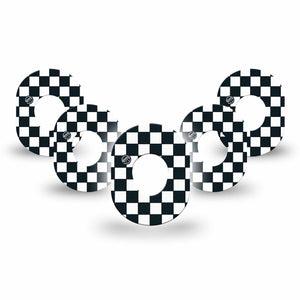 ExpressionMed Checkered Dexcom G7 Mini Tape 5-Pack Tape Black Checkered, Adhesive Patch Continuous Glucose Monitor Design
