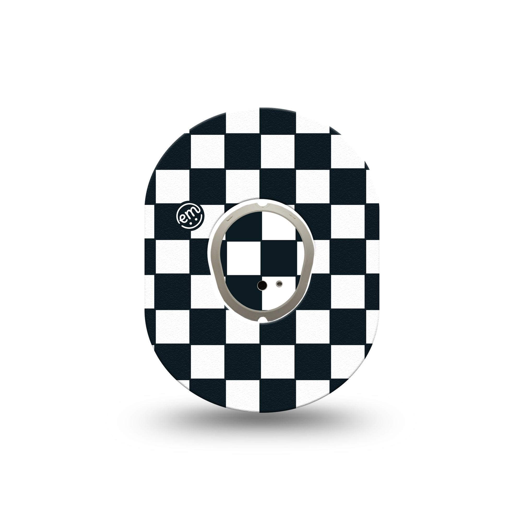 ExpressionMed Checkered Dexcom G7 Mini Tape Single Tape and Single Sticker Vintage Checker, Adhesive Patch Continuous Glucose Monitor Design