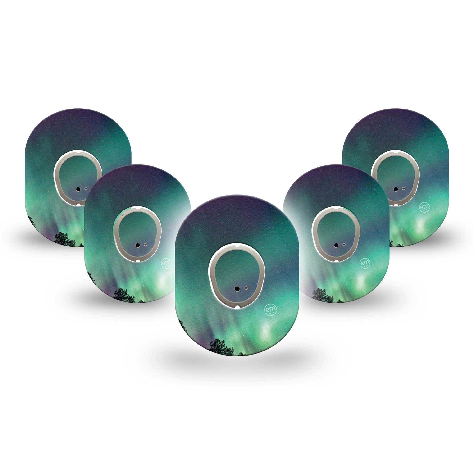 ExpressionMed Winter Woodland Cheer Variety Pack Dexcom G7 Mini Tape, Dexcom Stelo Glucose Biosensor System, 5-Pack Tape and 5-Pack Sticker Colorful Night Sky, Plaster Continuous Glucose Monitor Design