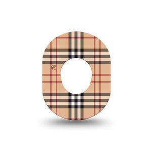 ExpressionMed Plaid and Bougie Dexcom G7 Mini Tape, Dexcom Stelo Glucose Biosensor System, Single Tape, Burberry Themed, Overlay Design, Dexcom Stelo Glucose Biosensor System