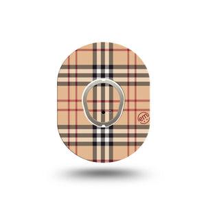 ExpressionMed Plaid and Bougie Dexcom G7 Mini Tape, Dexcom Stelo Glucose Biosensor System, Single Tape and Single Sticker, Burberry Themed, Patch Continuous Glucose Monitor Design