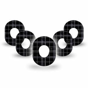 ExpressionMed Grunge Plaid Dexcom G7 Mini Tape, Dexcom Stelo Glucose Biosensor System, 5-Pack Tape, Emo Black Themed, Overlay Design, Dexcom Stelo Glucose Biosensor System