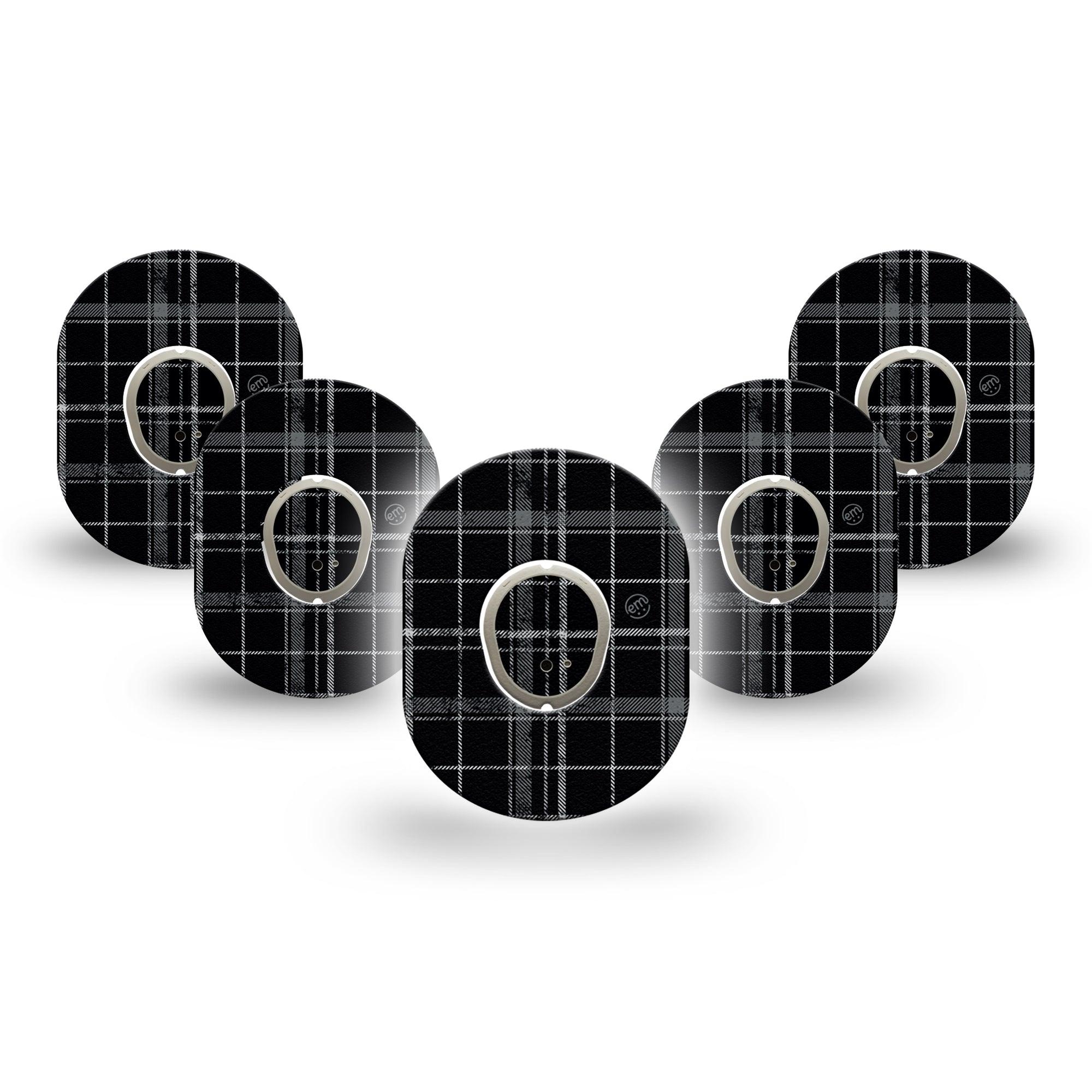 ExpressionMed Black Marble Dexcom G7 Mini Tape, Dexcom Stelo Glucose Biosensor System, 5-Pack Tape and 5-Pack Sticker, BOld Black Marble Inspired, Patch Continuous Glucose Monitor Design