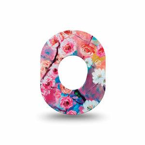 ExpressionMed Branching Out Dexcom G7 Mini Tape, Dexcom Stelo Glucose Biosensor System, Single Tape, Blue and Pink Floral, Patch Design, Dexcom Stelo Glucose Biosensor System