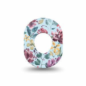 ExpressionMed Botanical Blooms Dexcom G7 Mini Tape, Dexcom Stelo Glucose Biosensor System, Single Tape, Blue and Pink Floral, Patch Design, Dexcom Stelo Glucose Biosensor System