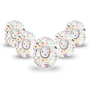 ExpressionMed Springy Stems Dexcom G7 Mini Tape, Dexcom Stelo Glucose Biosensor System, 5-Pack Tape and 5-Pack Sticker Blooming Stems, Patch Continuous Glucose Monitor Design