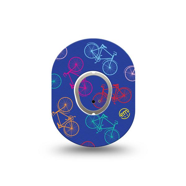 ExpressionMed Neon Bicycles Dexcom G7 Mini Tape, Dexcom Stelo Glucose Biosensor System, Single Tape and Single Sticker, Purple Bike Themed, Patch Continuous Glucose Monitor Design