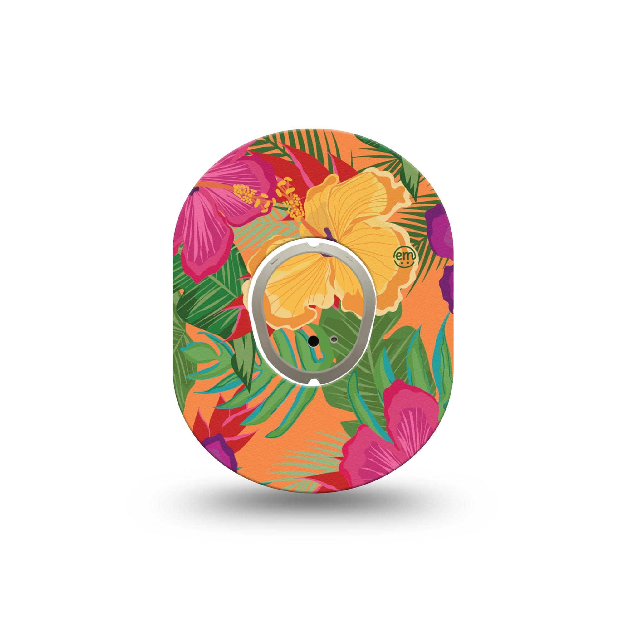 ExpressionMed Bright Hibiscus Dexcom G7 Mini Tape, Dexcom Stelo Glucose Biosensor System, Single Tape and Single Sticker Vibrant Hibiscus, Patch Continuous Glucose Monitor Design