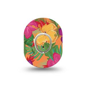 ExpressionMed Bright Hibiscus Dexcom G7 Mini Tape, Dexcom Stelo Glucose Biosensor System, Single Tape and Single Sticker Vibrant Hibiscus, Patch Continuous Glucose Monitor Design