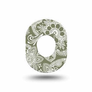 ExpressionMed Olive Henna Dexcom G7 Mini Tape, Single, muted green adhesive tape design, Dexcom Stelo Glucose Biosensor System