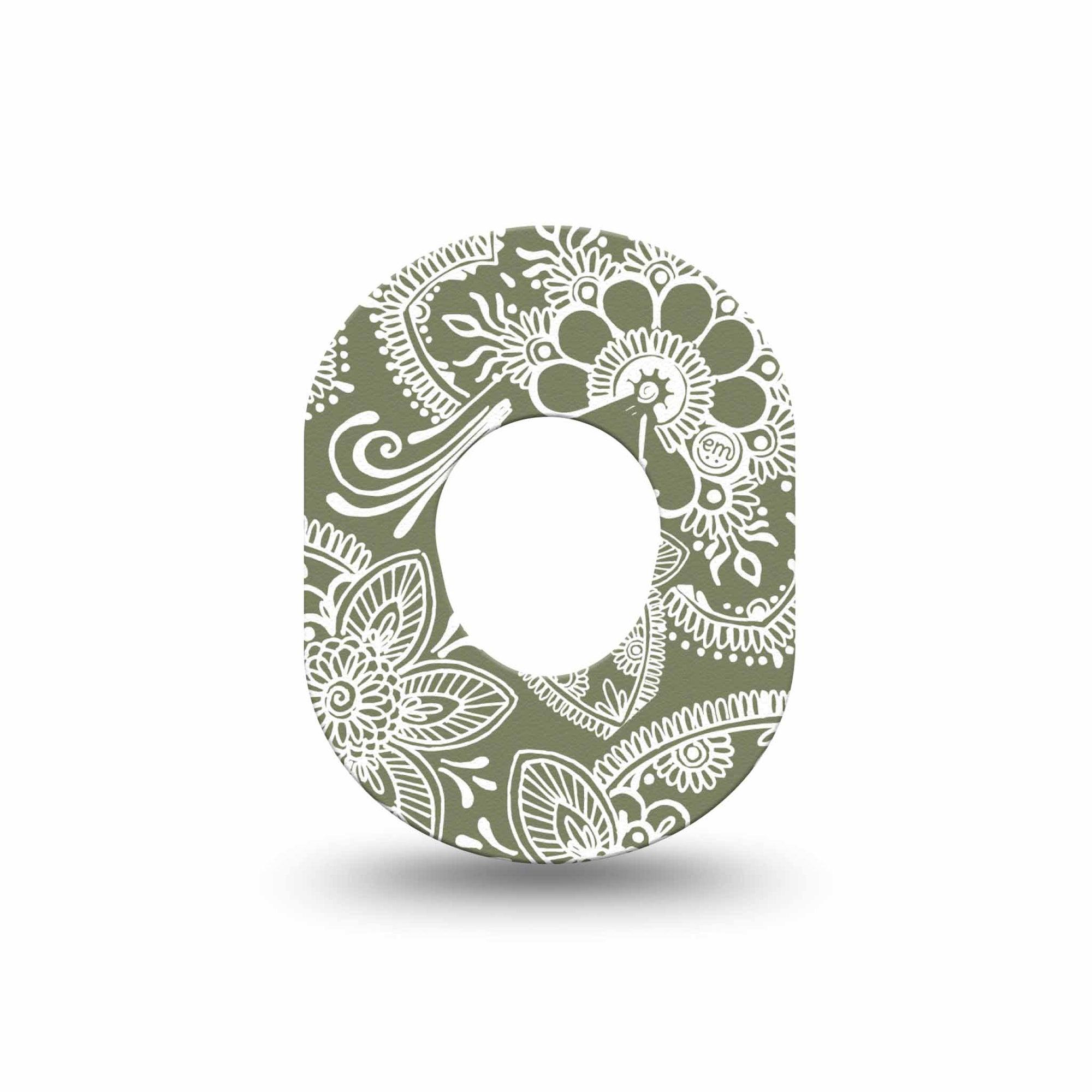 ExpressionMed Olive Henna Dexcom G7 Mini Tape, Single, muted green adhesive tape design, Dexcom Stelo Glucose Biosensor System