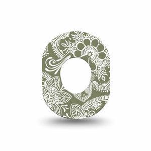 ExpressionMed Olive Henna Dexcom G7 Mini Tape, Single, muted green adhesive tape design, Dexcom Stelo Glucose Biosensor System