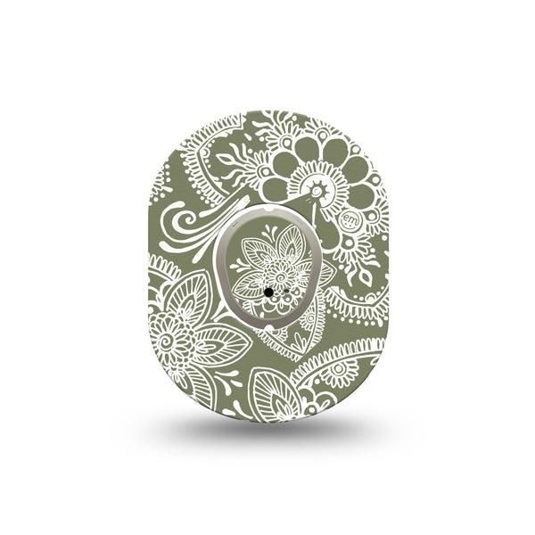 ExpressionMed Olive Henna Dexcom G7 Mini Tape, Dexcom Stelo Glucose Biosensor System, Single Tape and Single Sticker Earthy Tone, Patch Continuous Glucose Monitor Design