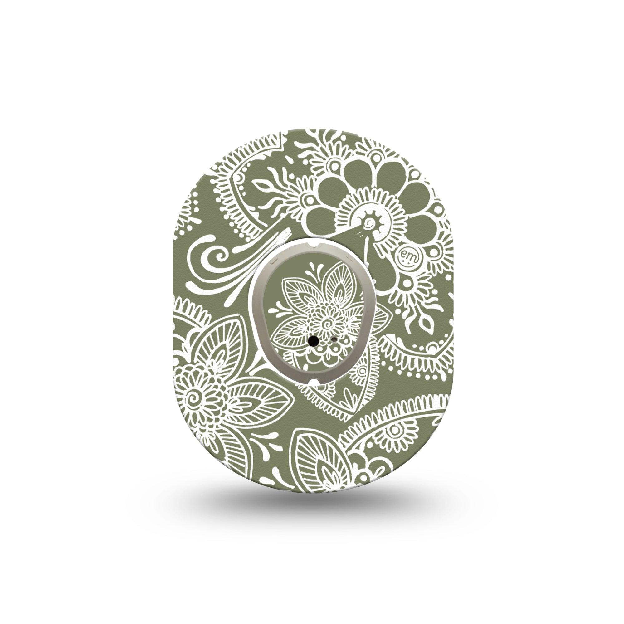 ExpressionMed Olive Henna Dexcom G7 Mini Tape, Dexcom Stelo Glucose Biosensor System, Single Tape and Single Sticker Earthy Tone, Patch Continuous Glucose Monitor Design