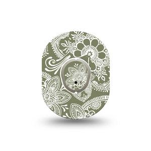 ExpressionMed Olive Henna Dexcom G7 Mini Tape, Dexcom Stelo Glucose Biosensor System, Single Tape and Single Sticker Earthy Tone, Patch Continuous Glucose Monitor Design