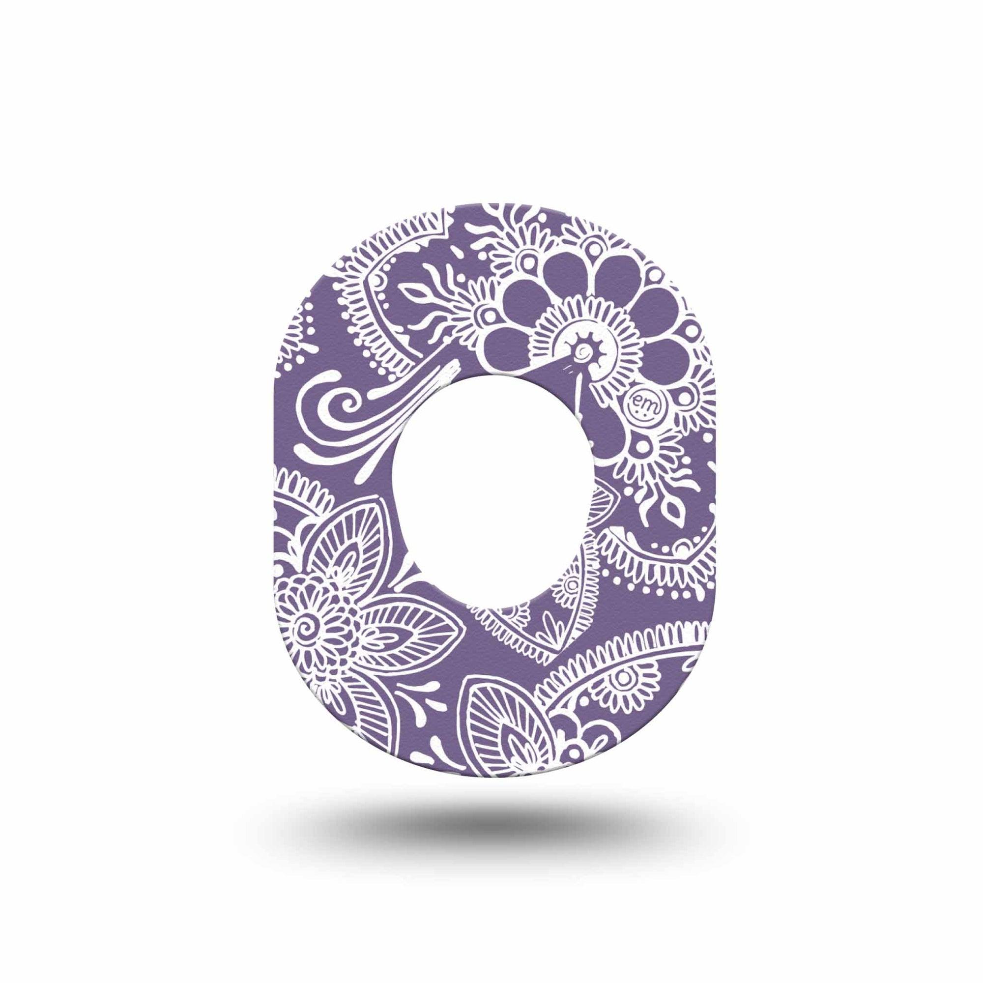 ExpressionMed Purple Henna Dexcom G7 Mini Tape, Single, light purple floral plaster design, Dexcom Stelo Glucose Biosensor System