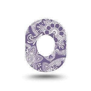 ExpressionMed Purple Henna Dexcom G7 Mini Tape, Single, light purple floral plaster design, Dexcom Stelo Glucose Biosensor System