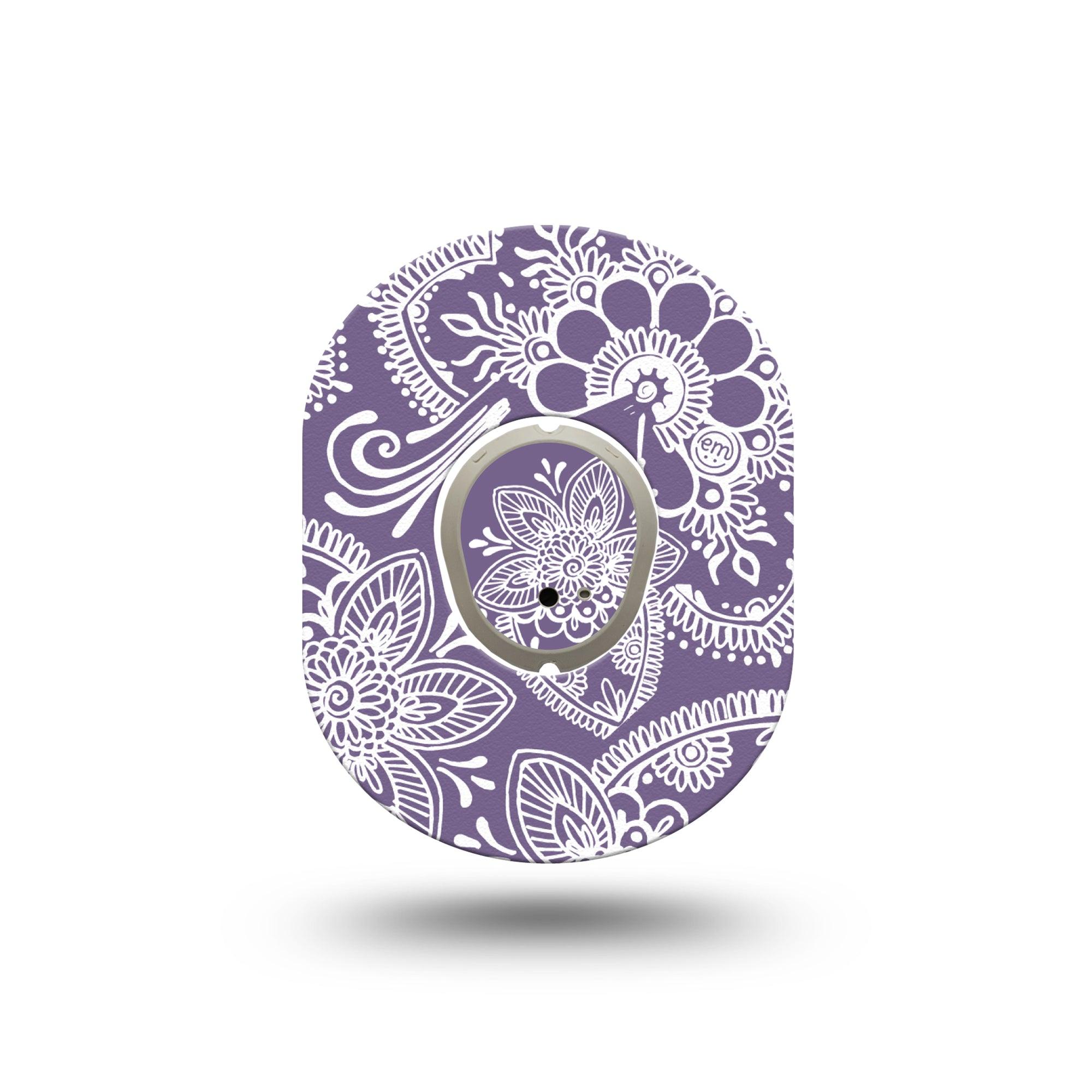 ExpressionMed Purple Henna Dexcom G7 Mini Tape, Dexcom Stelo Glucose Biosensor System, Single Tape and Single Sticker Regal Color, Patch Continuous Glucose Monitor Design