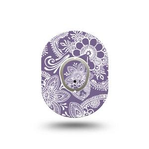 ExpressionMed Purple Henna Dexcom G7 Mini Tape, Dexcom Stelo Glucose Biosensor System, Single Tape and Single Sticker Regal Color, Patch Continuous Glucose Monitor Design