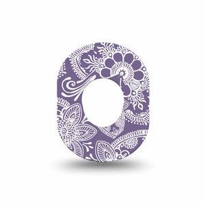 ExpressionMed Purple Henna Dexcom G7 Mini Tape, Single, light purple floral plaster design, Dexcom Stelo Glucose Biosensor System