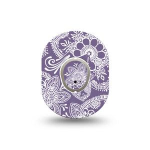 ExpressionMed Purple Henna Dexcom G7 Mini Tape, Dexcom Stelo Glucose Biosensor System, Single Tape and Single Sticker Regal Color, Patch Continuous Glucose Monitor Design
