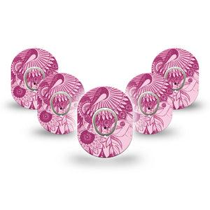 ExpressionMed Magenta Dani Dexcom G7 Mini Tape, Dexcom Stelo Glucose Biosensor System, 5-Pack Tape and 5-Pack Sticker Hot pink sunflowers, Patch Continuous Glucose Monitor Design