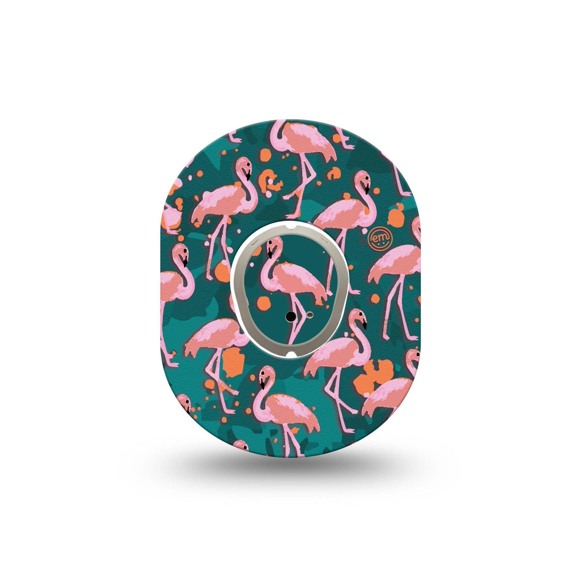 ExpressionMed Flamingos Dexcom G7 Mini Tape, Dexcom Stelo Glucose Biosensor System, Single Tape and Single Sticker, Pink Flamingo, Patch Continuous Glucose Monitor Design