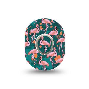 ExpressionMed Flamingos Dexcom G7 Mini Tape, Dexcom Stelo Glucose Biosensor System, Single Tape and Single Sticker, Pink Flamingo, Patch Continuous Glucose Monitor Design