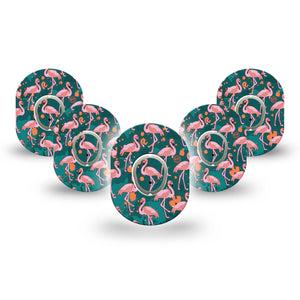 ExpressionMed Flamingos Dexcom G7 Mini Tape, Dexcom Stelo Glucose Biosensor System, 5-Pack Tape and 5-Pack Sticker, Tall Bird, Patch Continuous Glucose Monitor Design