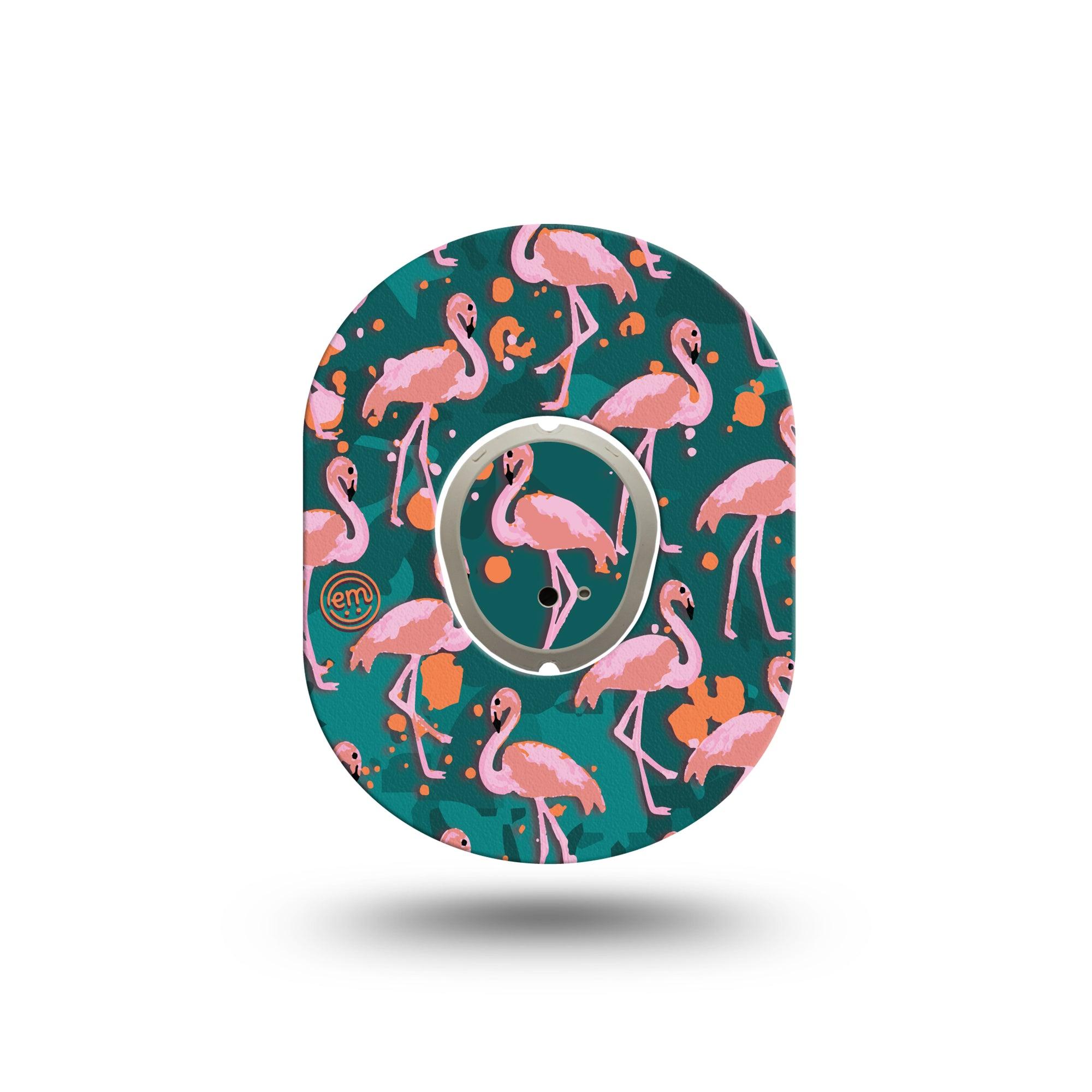 ExpressionMed Flamingos Dexcom G7 Mini Tape, Dexcom Stelo Glucose Biosensor System, Single Tape and Single Sticker, Pink Flamingo, Patch Continuous Glucose Monitor Design