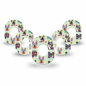 ExpressionMed Dog Party Dexcom G7 Mini Tape, Dexcom Stelo Glucose Biosensor System, 5-Pack Tape, Dogs in Sunglasses Overlay Design, Dexcom Stelo Glucose Biosensor System