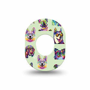 ExpressionMed Dog Party Dexcom G7 Mini Tape, Dexcom Stelo Glucose Biosensor System, Single Tape, Rainbow Dog Patch Design, Dexcom Stelo Glucose Biosensor System
