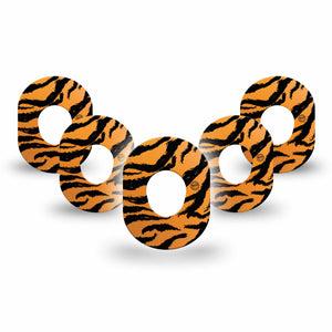 ExpressionMed, Tiger Dexcom G7 Mini Tape, 5-Pack, jungle king patch design, Dexcom Stelo Glucose Biosensor System