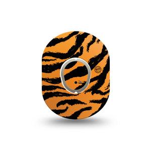 ExpressionMed Tiger Dexcom G7 Mini Tape, Single, tiger themed plaster design, Dexcom Stelo Glucose Biosensor System with center sticker