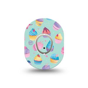 ExpressionMed Cupcakes Dexcom G7 Mini Tape, Dexcom Stelo Glucose Biosensor System, Single Tape and Single Sticker, Sweet Cupcakes, Patch Continuous Glucose Monitor Design