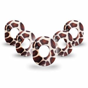 ExpressionMed Giraffe Print Dexcom G7 Mini Tape, 5-Pack, zoo animal patch design, Dexcom Stelo Glucose Biosensor System