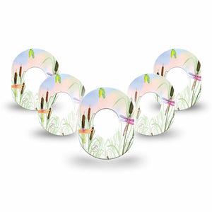 ExpressionMed Dragonfly Dexcom G7 Mini Tape, Dexcom Stelo Glucose Biosensor System, 5-Pack Tape, Pretty Buzzing Wings, Fixing Ring Design, Dexcom Stelo Glucose Biosensor System