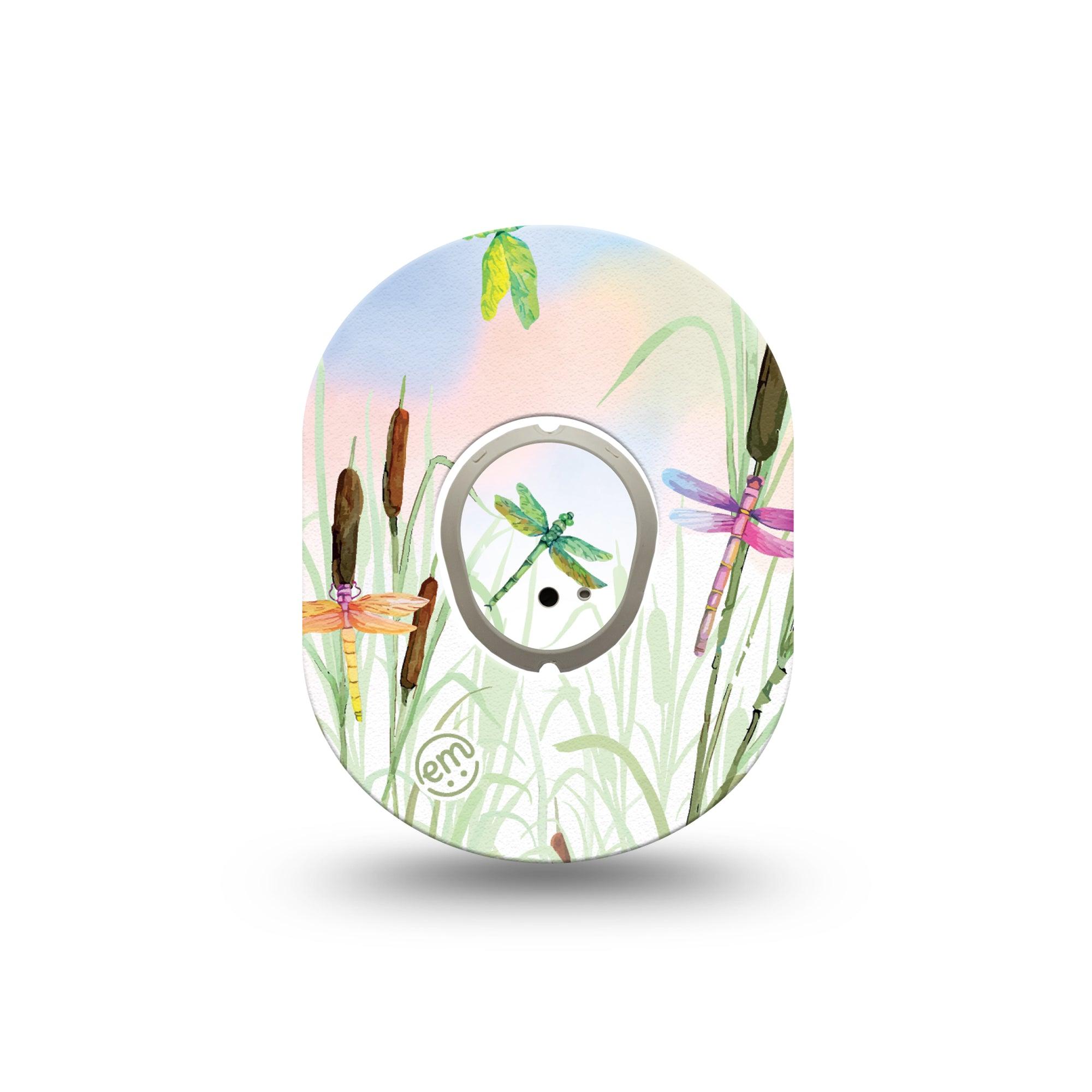 ExpressionMed Dragonfly Dexcom G7 Mini Tape, Dexcom Stelo Glucose Biosensor System, Single Tape and Single Sticker, Bug Themed, Patch Continuous Glucose Monitor Design