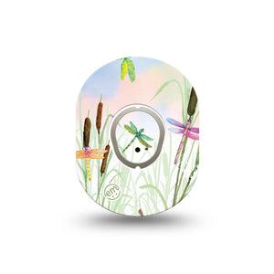 ExpressionMed Dragonfly Dexcom G7 Mini Tape, Dexcom Stelo Glucose Biosensor System, Single Tape and Single Sticker, Bug Themed, Patch Continuous Glucose Monitor Design