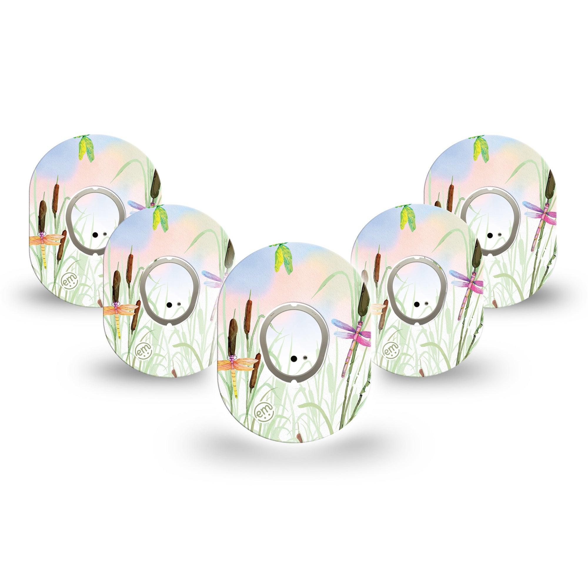 ExpressionMed Dragonfly Dexcom G7 Mini Tape, Dexcom Stelo Glucose Biosensor System, 5-Pack Tape and 5-Pack Sticker, Pretty Buzzing Wings, Patch Continuous Glucose Monitor Design