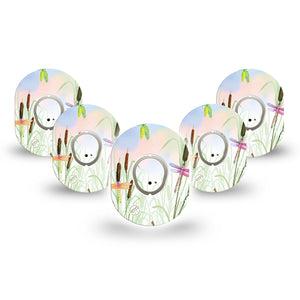 ExpressionMed Dragonfly Dexcom G7 Mini Tape, Dexcom Stelo Glucose Biosensor System, 5-Pack Tape and 5-Pack Sticker, Pretty Buzzing Wings, Patch Continuous Glucose Monitor Design