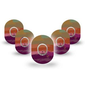 ExpressionMed Falling Colors Dexcom G7 Mini Tape, Dexcom Stelo Glucose Biosensor System, 5-Pack Tape and 5-Pack Sticker, Fall Purples, Patch Continuous Glucose Monitor Design