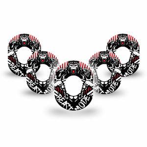 ExpressionMed Beast Mode Dexcom G7 Mini Tape, Dexcom Stelo Glucose Biosensor System, 5-Pack Tape, Body Building, Plaster Design, Dexcom Stelo Glucose Biosensor System