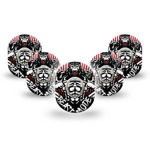 ExpressionMed Beast Mode Dexcom G7 Mini Tape, Dexcom Stelo Glucose Biosensor System, 5-Pack Tape and 5-Pack Sticker, Body Building, Patch Continuous Glucose Monitor Design