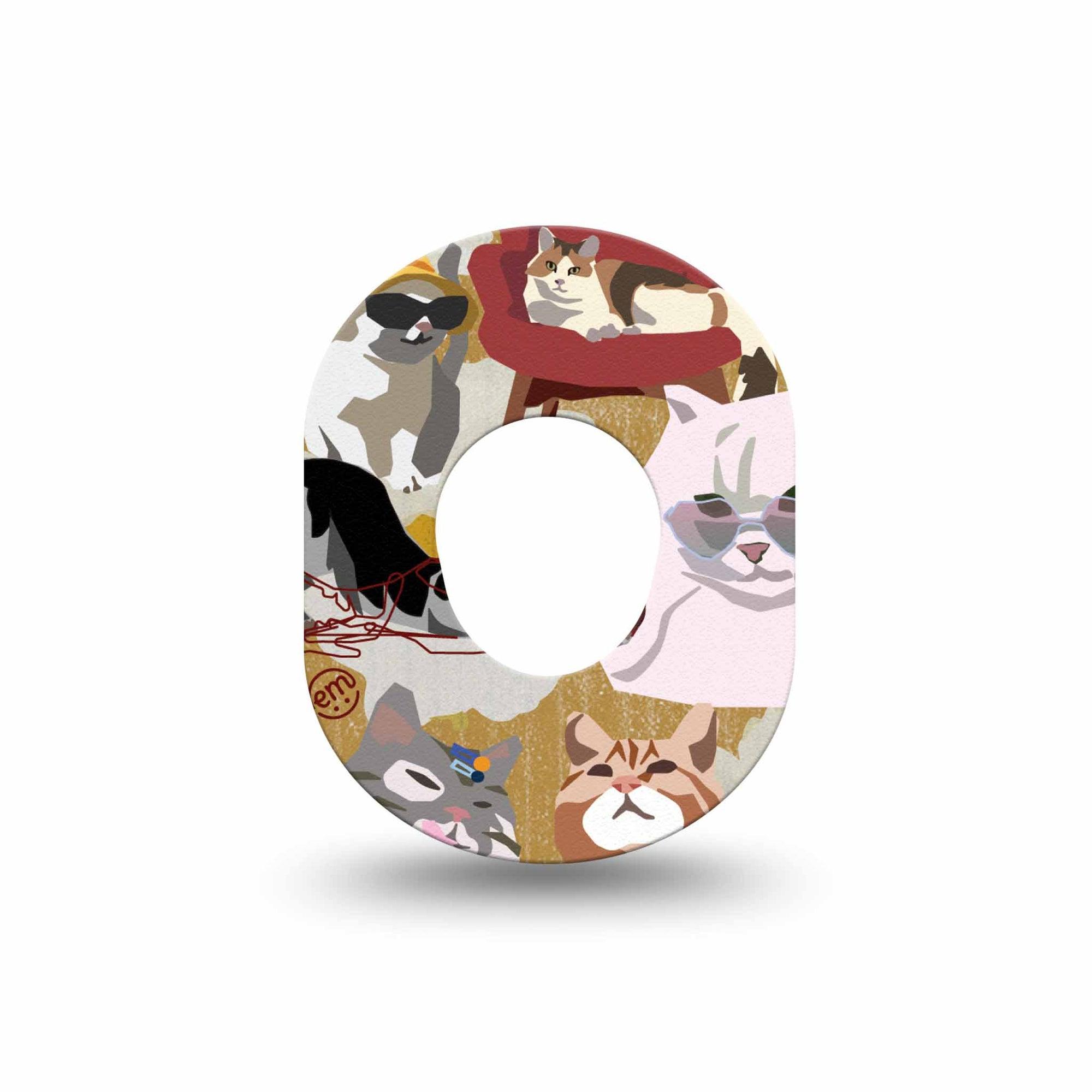 ExpressionMed Kitty Cats Dexcom G7 Mini Tape, Dexcom Stelo Glucose Biosensor System, Single Tape, Abstract Pets, Adhesive Tape Design, Dexcom Stelo Glucose Biosensor System