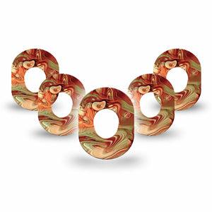 ExpressionMed Rustic Marble Dexcom G7 Mini Tape, Dexcom Stelo Glucose Biosensor System, 5-Pack Tape, Orange Swirls, Patch Design, Dexcom Stelo Glucose Biosensor System